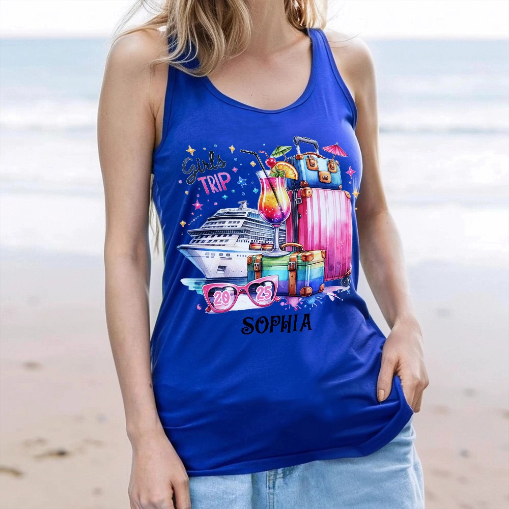 Personalized Girls Trip Kit, Cruise Travel, Custom Vest, Beach Towel, Wash Bag, Passport Luggage Tag, Gifts for Girls, Girls trip Gifts