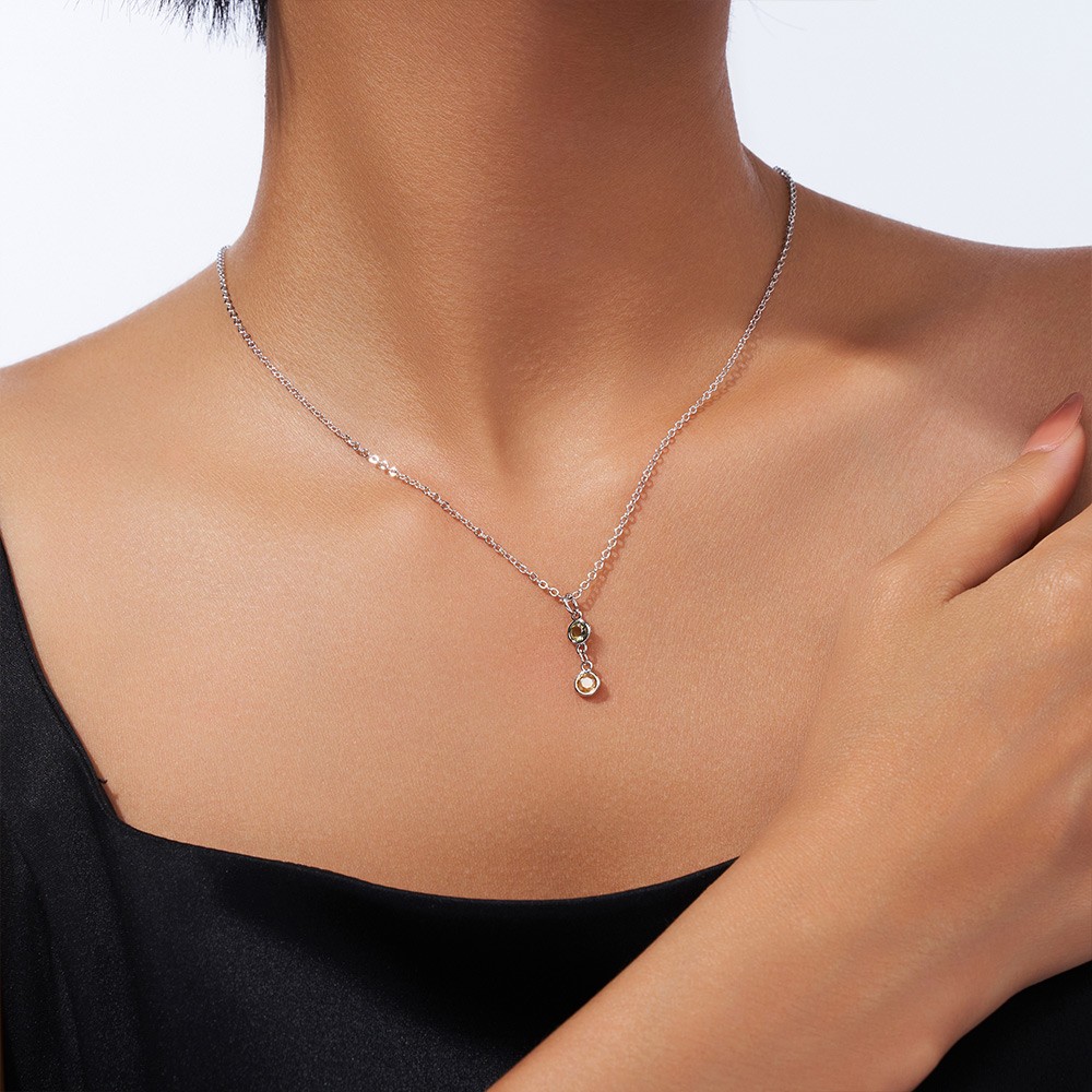 Personalized Family Birthstone Necklace, Vintage Gemstone Sterling Silver Necklace, Women's Jewelry, Birthday/Mother's Day Gift for Mom/Grandmom/Her