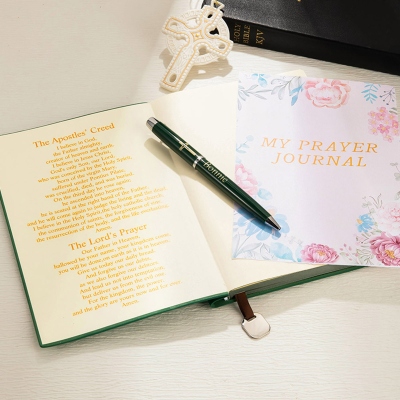 Personalized Name Cross Notebook, Leather Journal with Ribbon Bookmark & Pen, Travel Diary, Birthday/Easter/Christmas Gift for Christian/Pastors
