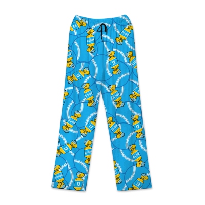 Personalized Candy Baseball Pajama Pants with Name & Number, Fun Sports Lounge Sleepwear, Soft Relax Fit, Gift for Baseball Fans/Sports Players