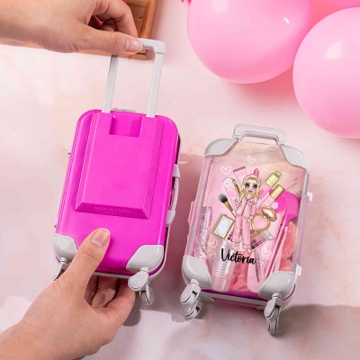 Personalized Pajama Makeup Girls Mini Makeup Storage Box, Custom Mini Luggage Box, Party Gift, Bridesmaid Gift