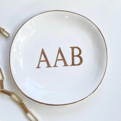 Sorority Ring Pin Dish - gold trim trinket dish - jewelry dish - Bid Day Gift - Initiation Gift - Sorority Gift
