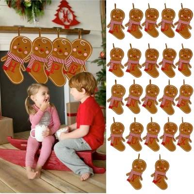 Custom Alphabet Gingerbread Man Christmas Stocking, Candy/Gift Storage Bag, Fireplace/Christmas Tree Hanging Decor, Christmas Gift for Kids/Family