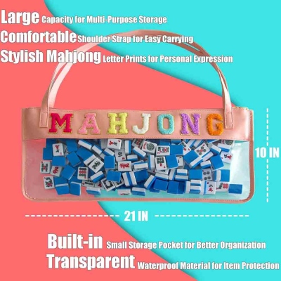 Personalized Towel Embroidered Letters Waterproof Mahjong Storage Bag, Customized Name Large Capacity Handbag, Can be Shouldered, A Gift for Mahjong Lovers