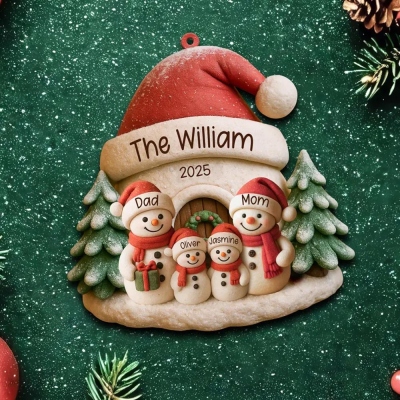 Custom 1-6 Names Snowman Family Christmas Ornament, Acrylic Christmas Tree Hanging Ornament, Holiday Keepsake, Christmas Gift For Family/Mom/Grandma