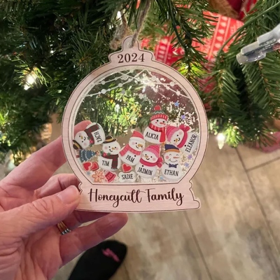 Personalized Family Names Shaker Snowbabies Christmas Ornament, Christmas Tree Hanging Ornament, Home Decor, Christmas Gift for Mom/Grandma/Family