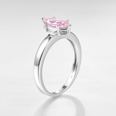 Custom Birthstone Ring for Women with Text, Sterling Silver 925 Marquise Cut Solitaire Ring, Dainty Promise Ring, Birthday/Christmas Gift for Her​/Mom
