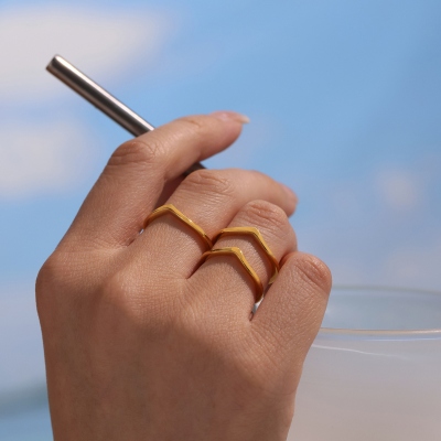 Sterling Silver 925 V-Cut Minimalist Ring, Stacking Ring for Women Men, Unique Geometric Wedding Band, Modern Promise Jewelry, Gift for Her/Couple