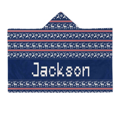 Personalized Fair Isle Style Christmas Soft Hooded Blanket with Name, Multicolor Christmas Hooded Blanket, Christmas Gift