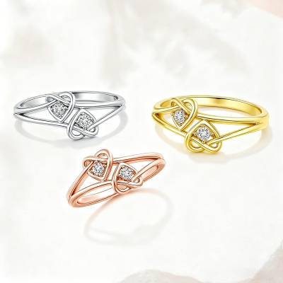 Personalized Double Birthstones Interlocking Heart Ring, Sterling Silver 925 Ring for Women, Birthday/Mother's Day/Anniversary Gift for Her/Mom/Bestie