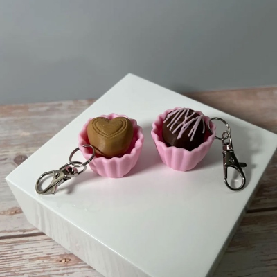 Personalized 3D Printed Mini Chocolate Clicky Fidget Keychain, Stress Relief Clicker Companion, Backpack/Purse/Bag Charm, Gift for Dessert Lovers/Her