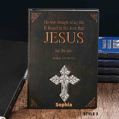 Personalized Name Cross Bible Verses Notebook, 3D Embossed Cross Christian Journal, Birthday/Christmas/First Communion Gift for Family/Friends/Women