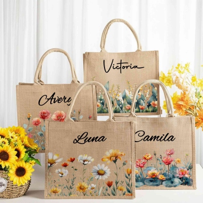 Burlap bag with name