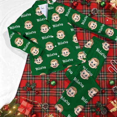 Personalized Cartoon Portrait Pajamas, Custom Family Sleepwear Based on Your Photo, Cute Matching Set, Multiple Colors Available
