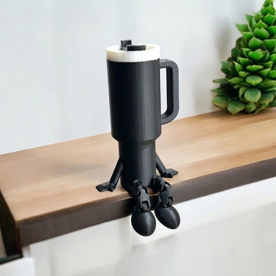 Custom Name Tumbler Pal Toy, 3D Printed Flexible Bottle Buddy with Moving Legs and Hidden Compartment, Funny Tumbler Accessory, Gift for Family/Her