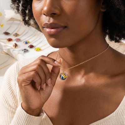 Personligt namnhalsband i epoxiharts för baseboll/basket/fotboll/volleyboll, sport-smycken i sterlingsilver 925, födelsedagspresent till sportälskare