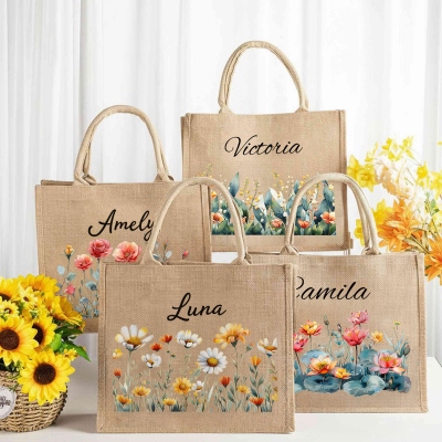 Burlap bag with name