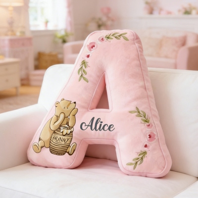 Personalized Name Classic Winnie the Pooh Letter Pillow, Plush Stuffed 3D Alphabet Pillow, Nursery Decor, Easter/Birthday Gift for Kids/Boys/Girls