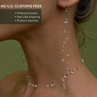 Handmade Clear Dew Drop Invisible Necklace Earrings Set, Resin Water Drop Floating Choker, Minimalist Bridal Shower Party Favor, Wedding Gift for Her