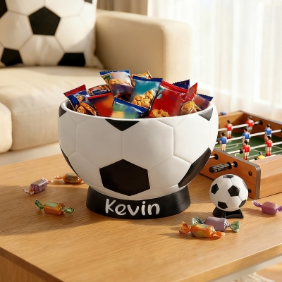 Personalized Name 3D Printed Soccer Snack Bowl, Soccer Shaped Game Match Day Food Bowl, Birthday/Anniversary Gift for Sports Lovers/Players/Kids/Dad