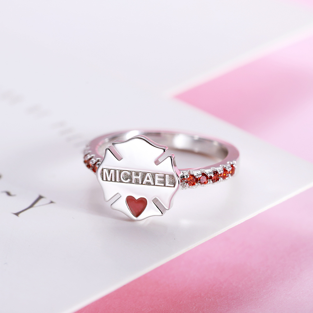Personalized Police Badge Ring & Firefighter Badge Ring