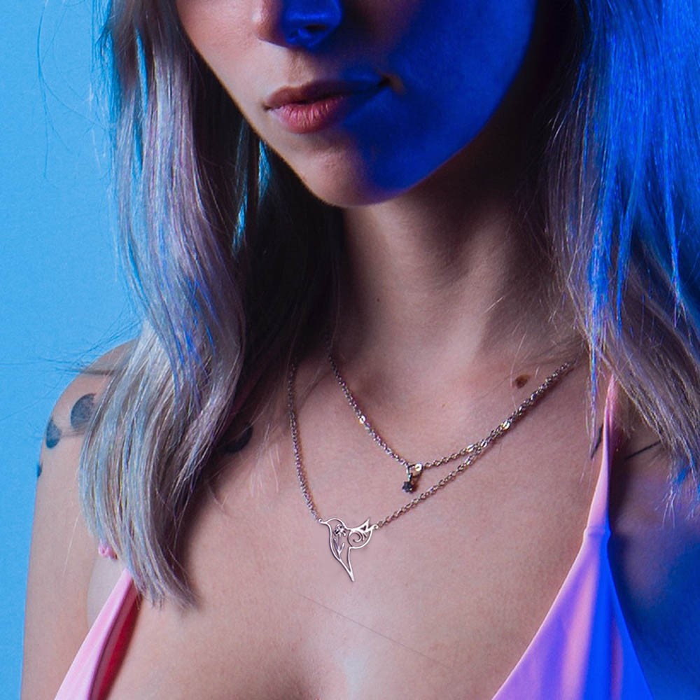 Collier Pendentif Colibri Plaqué Or 18K - Longueur Réglable - Neuf Avec étiquettes