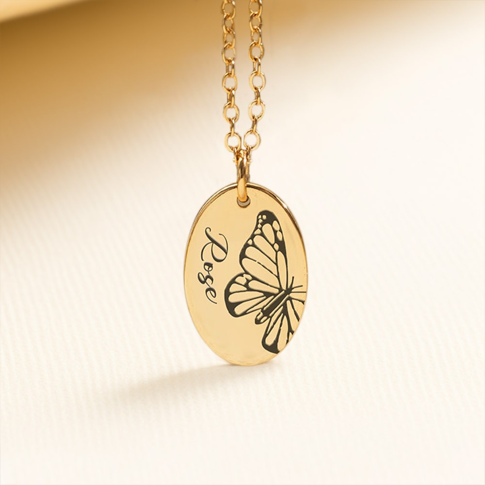 Personalized Nativity Butterfly Name Necklace, Sterling Silver 925