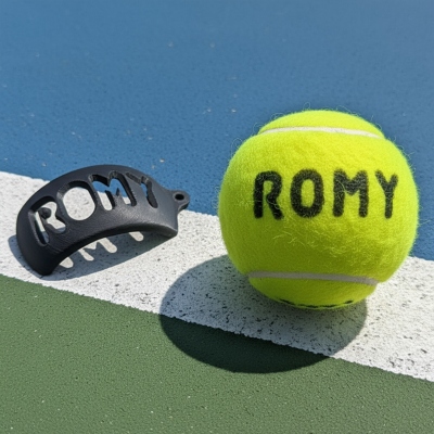 Personalized Name and QR Tag Tennis Ball Marker with Pen, Custom Tennis Ball Racket ID Clip, Tennis Accessory, Gift for Tennis Lovers/Players/Coaches