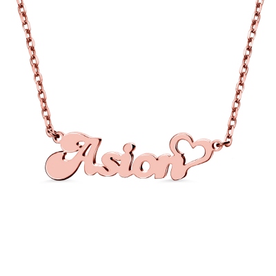 Personalized Name Necklace with Heart Rose Gold