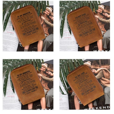 Personalized RFID Blocking Genuine Leather ID Card Wallet