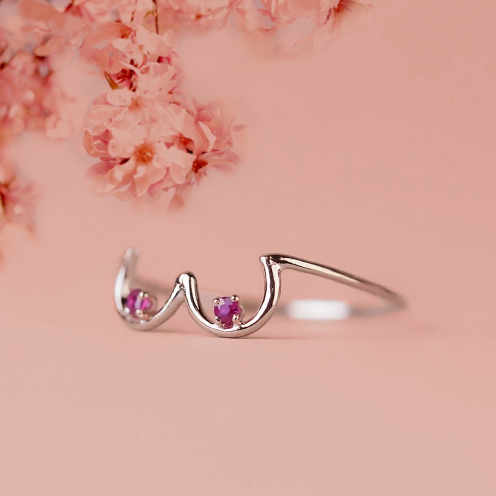 Custom Boob Ring with Birthstone Ring, Unique Silver Boob Body Jewelry, for Breast Cancer Awareness & Celebrating Breastfeeding