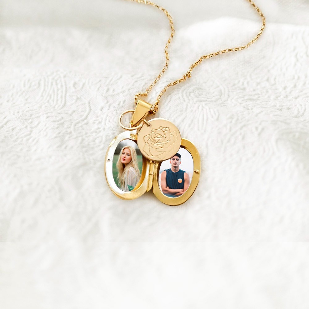 OTXIXTO Personalized Picture Heart Locket Necklace Custom Birth