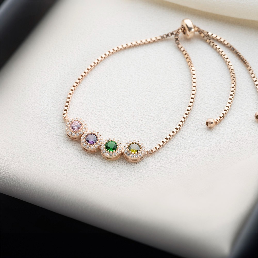 Custom Family Birthstone Bracelets, Round Birthstone Bracelets, Mother