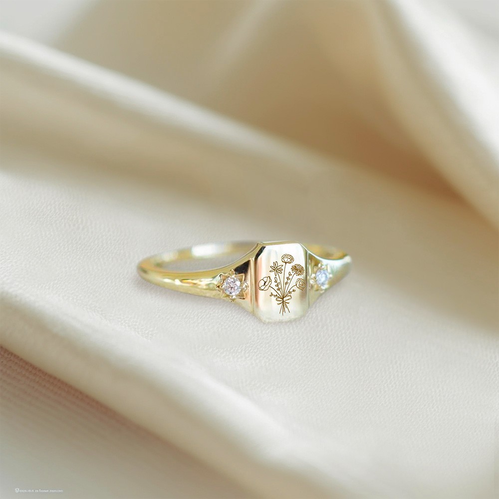 Personalized Birth Flowers Ring, Custom Birth Flowers Family Ring, 925 Sterling Silver Bouquet Ring, Personalized Ring for Women, Gift for Her