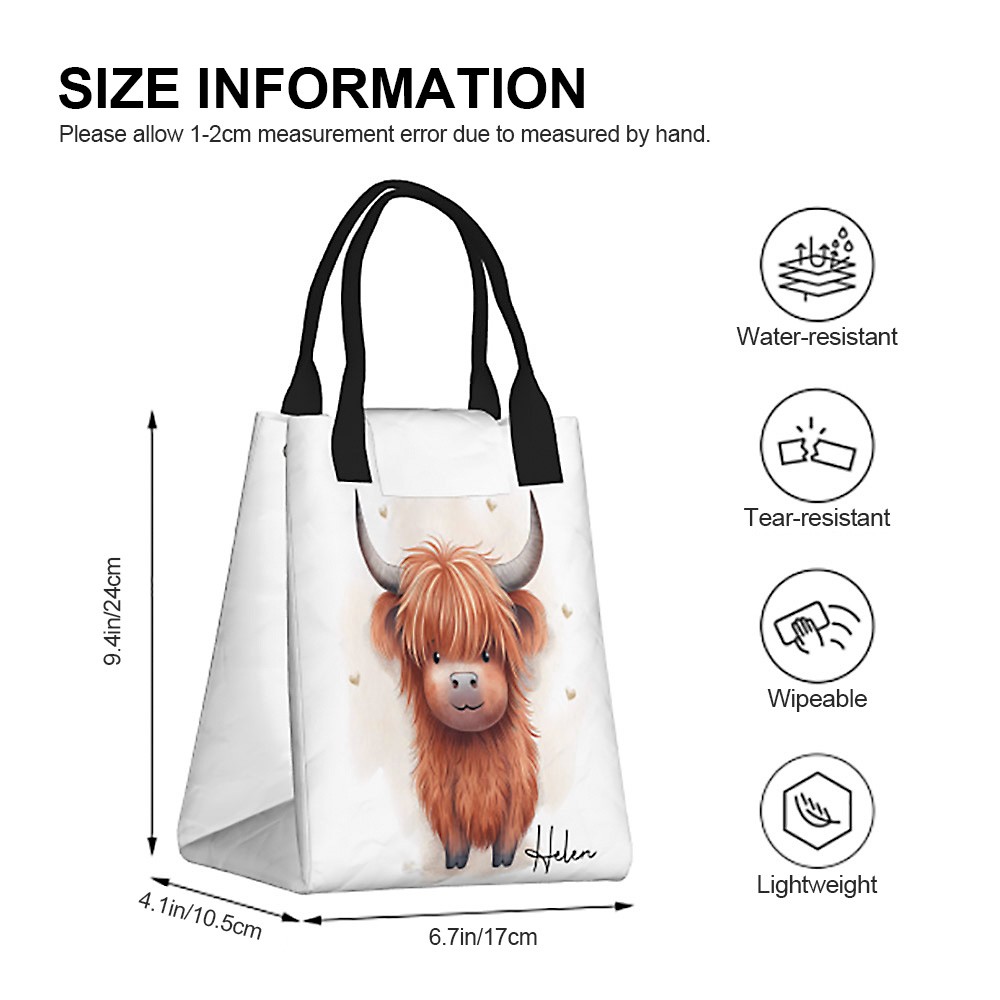 Personalized Highland Cow Lunch Bag, Dupont Paper Lunch Bag, Macaron ...