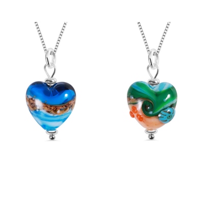 Personalized Sand & Sea Heart Pendant Necklace