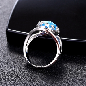 Blue Opal Ring Silver-Plated Copper