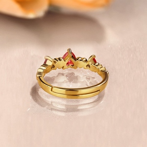 Heart Shaped Gemstone Ring Gold plated silver