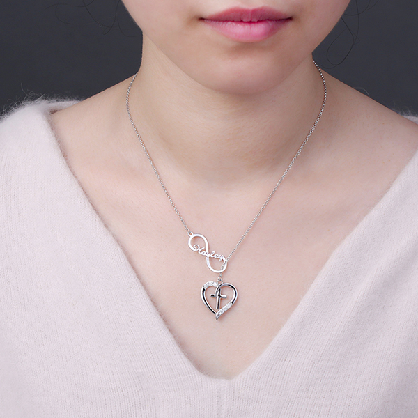 Infinity & Heart Cross Name Necklace - GetNameNecklace