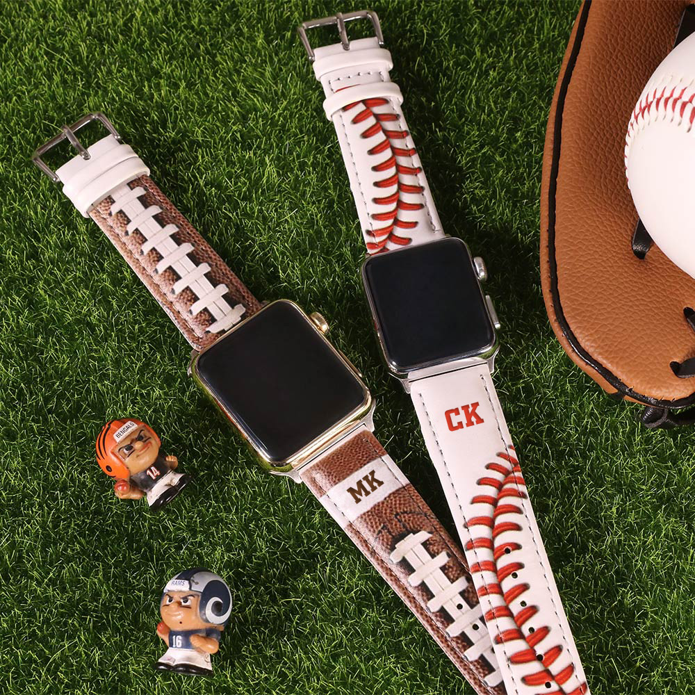 Pulseira de couro de beisebol personalizada para Apple Watch