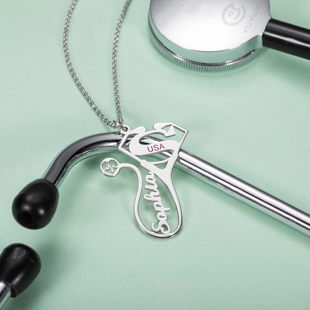 Personalized Super Doctor Stethoscope Name Necklace - GetNameNecklace