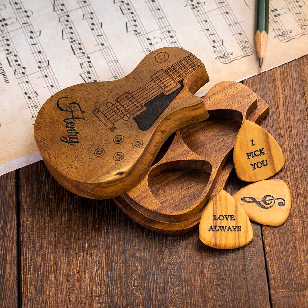 Personalized Wooden Guitar Picks Set of 3 - GetNameNecklace