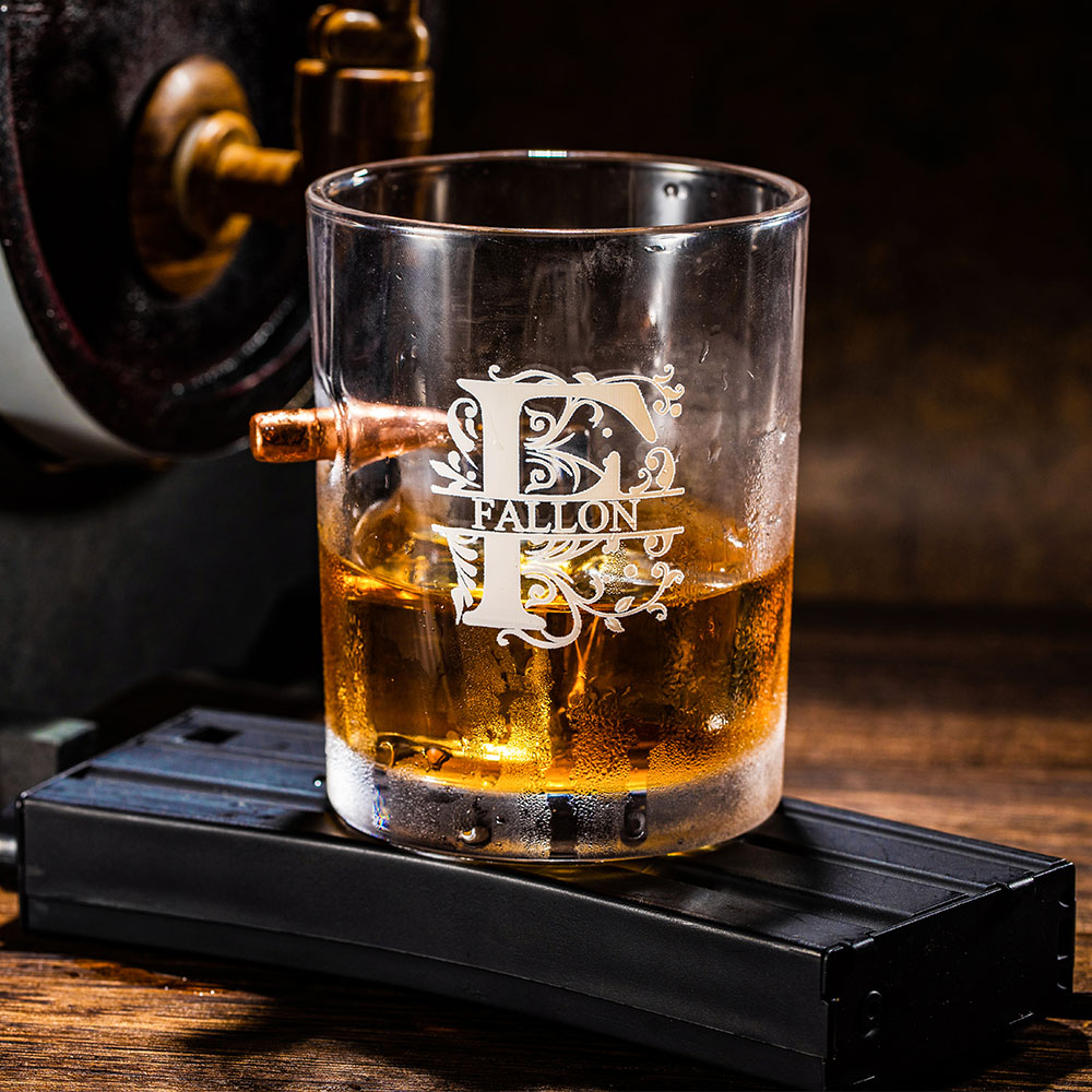 personalized bullet whiskey glass