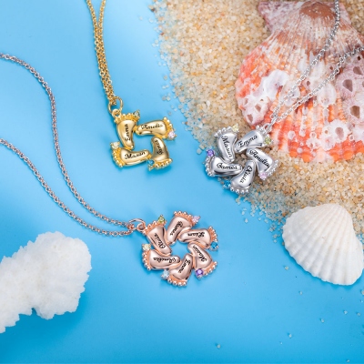 Personalisierte Baby Feet Birthstone Halskette für Mutter