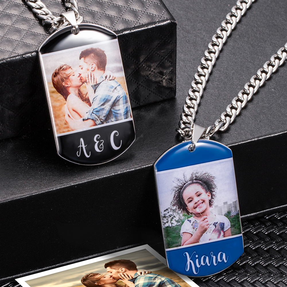 Personalized 1-4 Photos Dog Tag Necklace