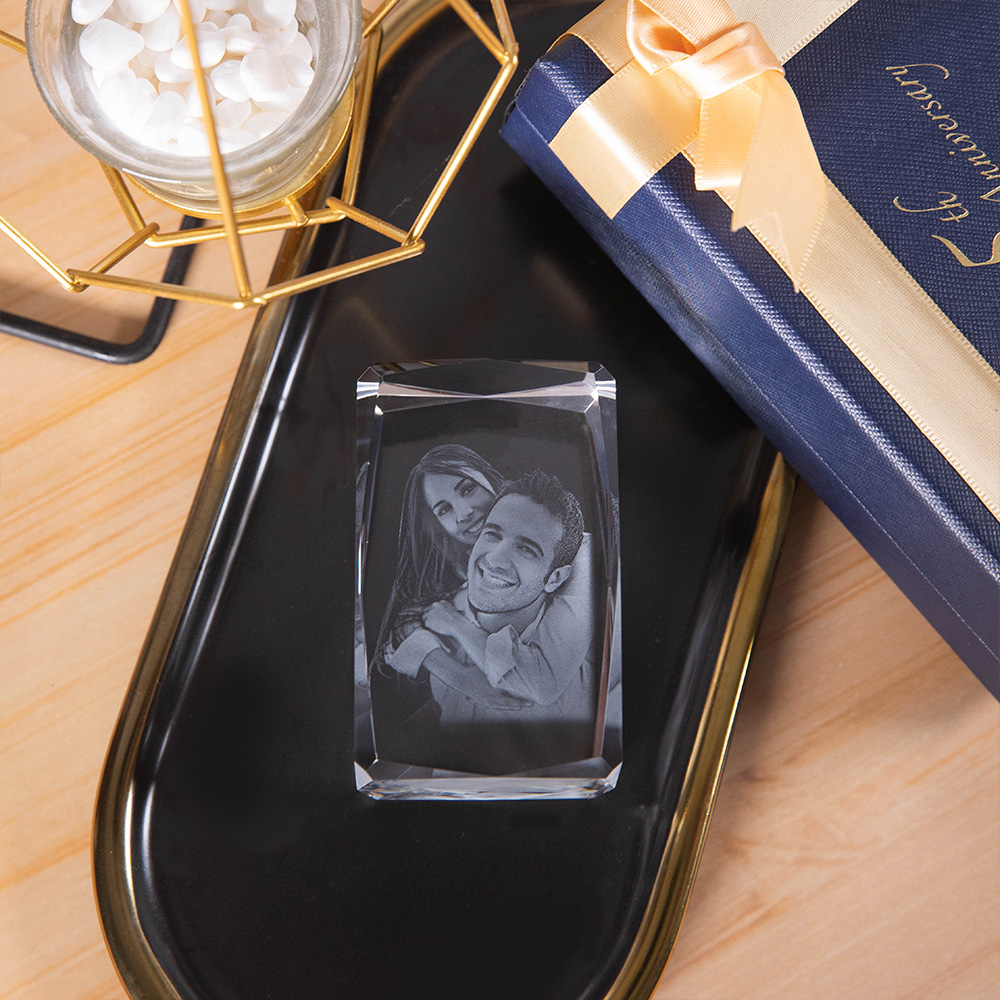 Lembrança de retângulo de cristal com foto 3D personalizada