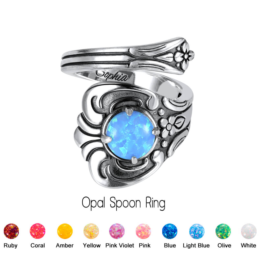 Personalized Rose/Bee/Opal/Pineapple Spoon Ring
