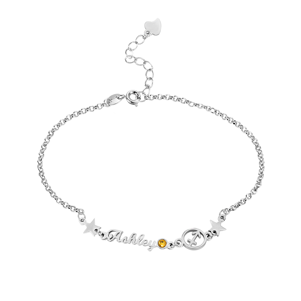 Personalzied Constellation Name Bracelet with Birthstone