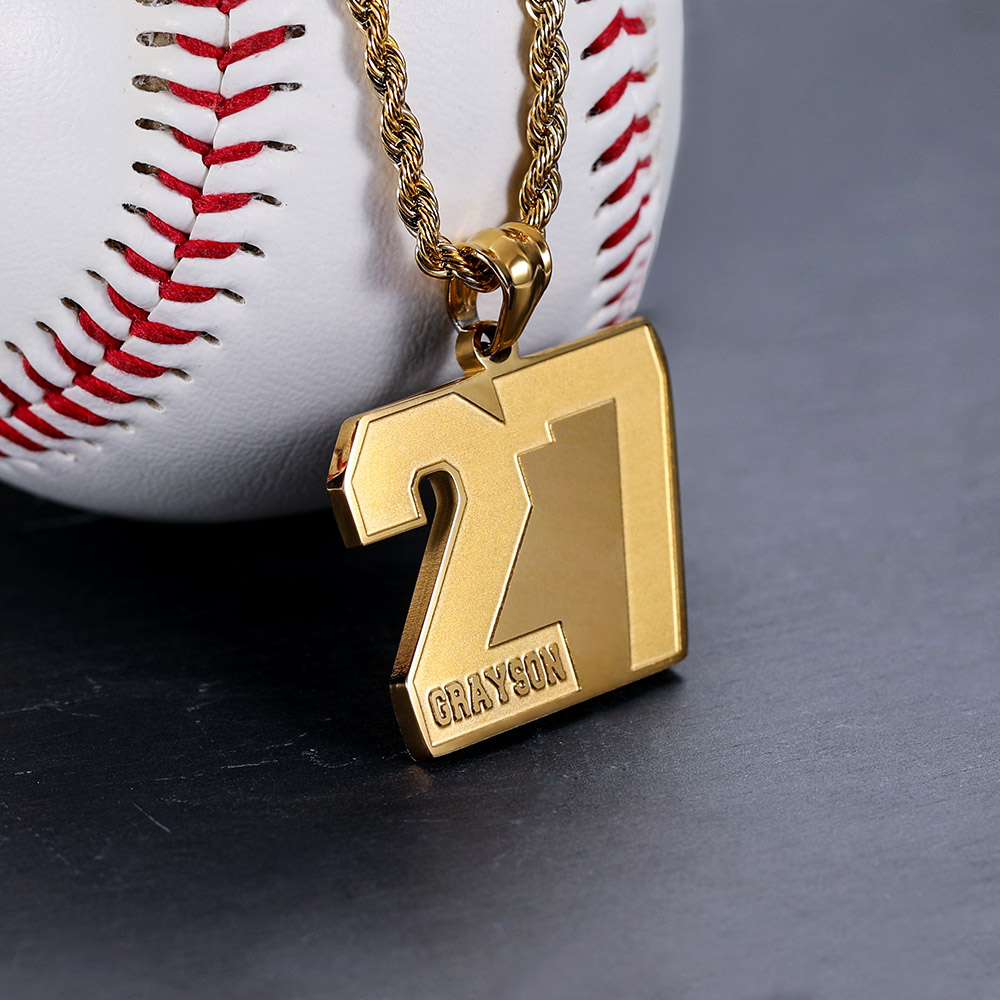 Personalized Sports Number Necklace Stainless Steel