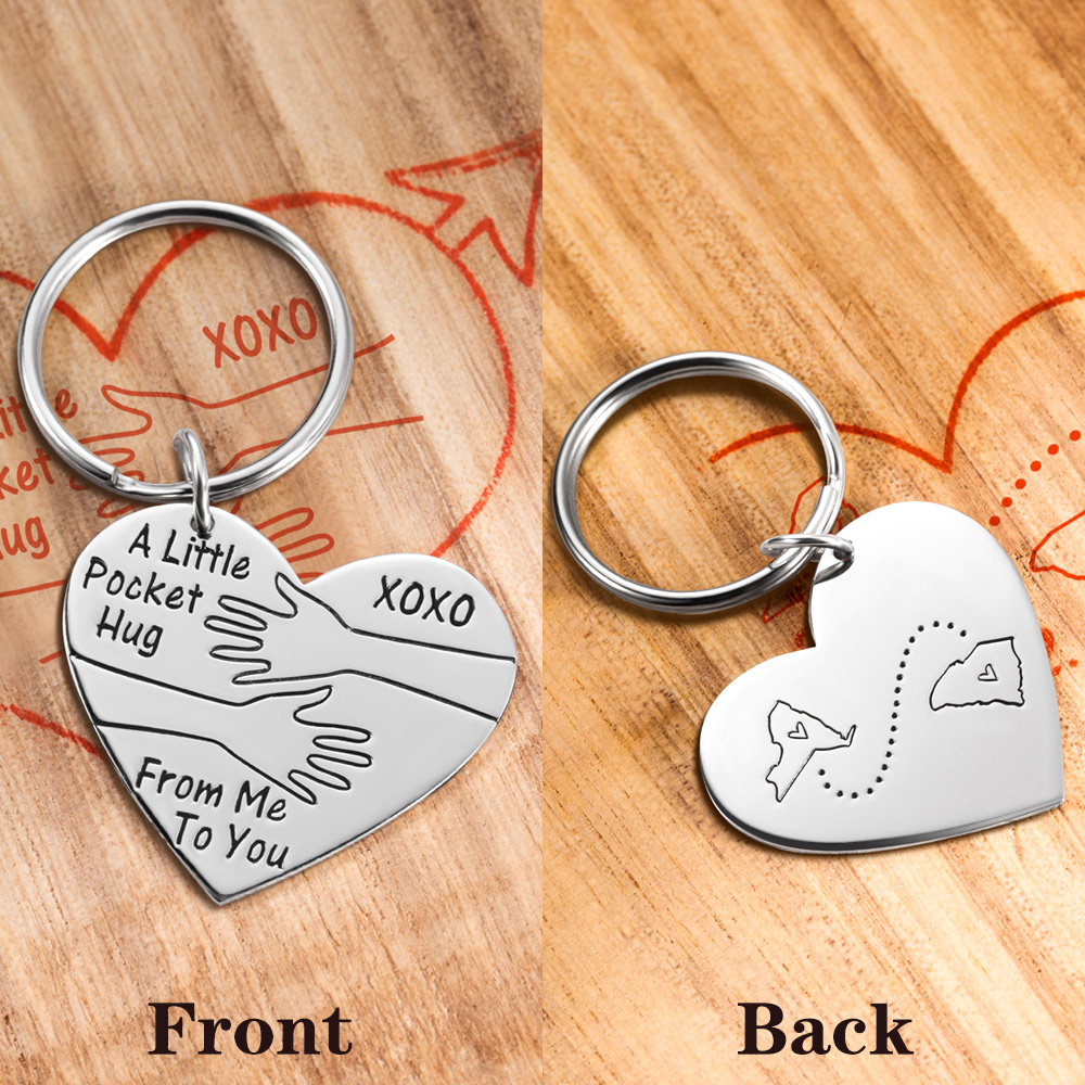 Personalized Pocket Hug Keychain for Long Distance Gift
